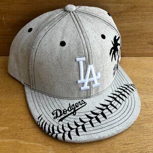 MITCHELL & NESS LOS ANGELES DODGERS STONE WASH DENIM PALM SNAPBACK HAT NEW